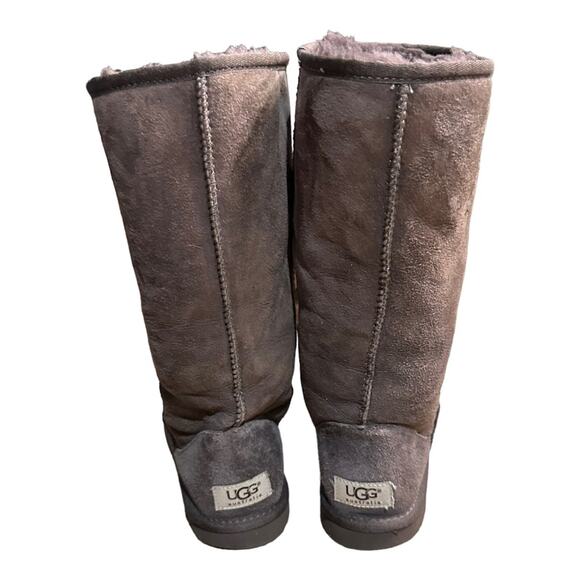 UGG Chocolate Brown 12" High Brown Suede Boots Womens Size 6 - Picture 2 of 10